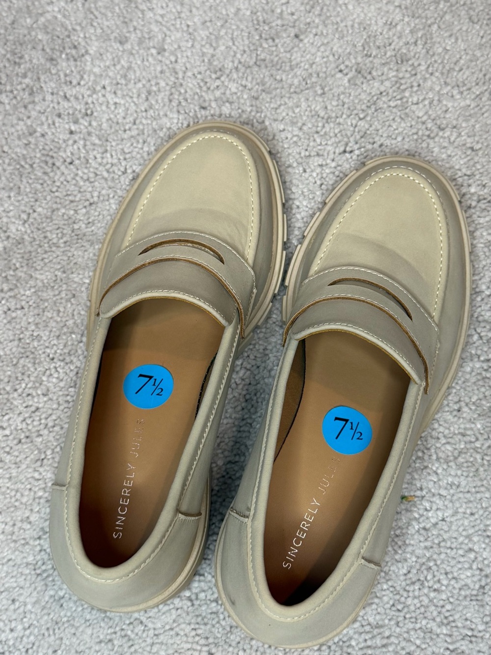 Chunky Platform Penny Loafers in Beige - Picture 2 of 5